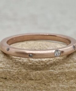 Matte Stacking Ring Scattered Diamond Eternity Band Rose Gold LS6559