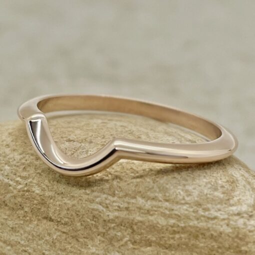 Simplistic Wedding Band Contoured Rounded Tube Shank Rose Gold LS6490