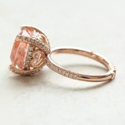 Morganite Diamond Shank Half Eternity Engagement Ring Rose Gold LS4413