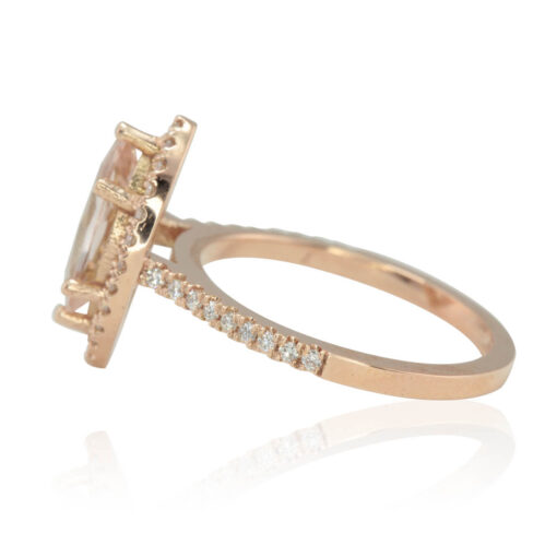 Morganite Engagement Ring Single Halo Cathedral Shank Rose Gold LS4560