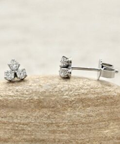 Organic Lab Diamond Cluster Stud Earrings White Gold Platinum LS7106