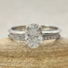 Oval Lab Grown Diamond Engagement Ring Set White Gold Platinum LS6883