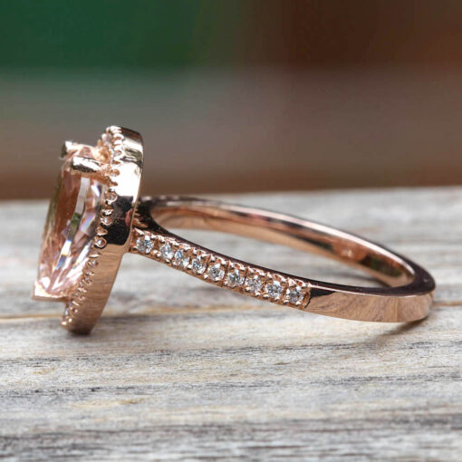 Peach Pink Morganite Engagement Ring Cathedral Shank Rose Gold LS6843