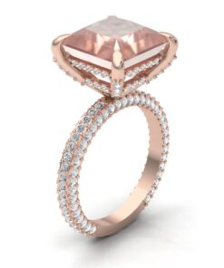 Peachy Pink Morganite Engagement Ring Diamond Shank Rose Gold LS6225