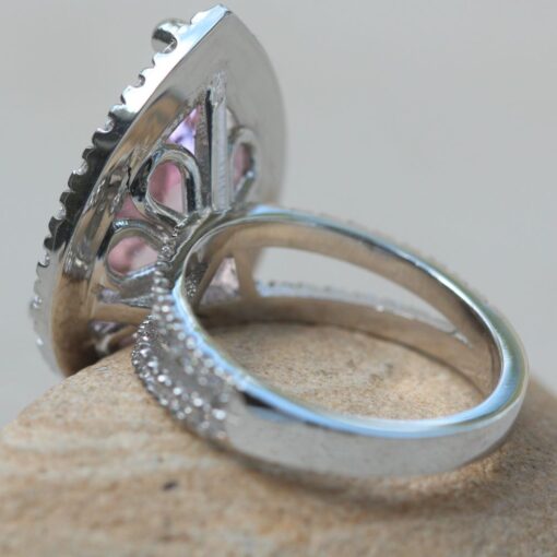 Pear Morganite Engagement Ring Large Halo White Gold Platinum LS6347
