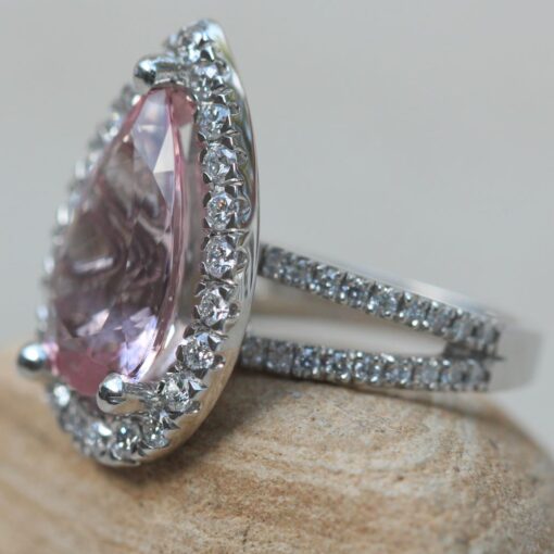 Pink Morganite Engagement Ring Split Shank White Gold Platinum LS6347
