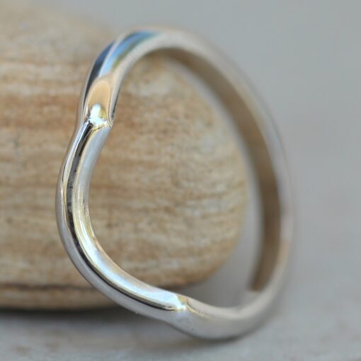 Plain Stacking Wedding Band Contoured Shank White Gold Platinum LS6490