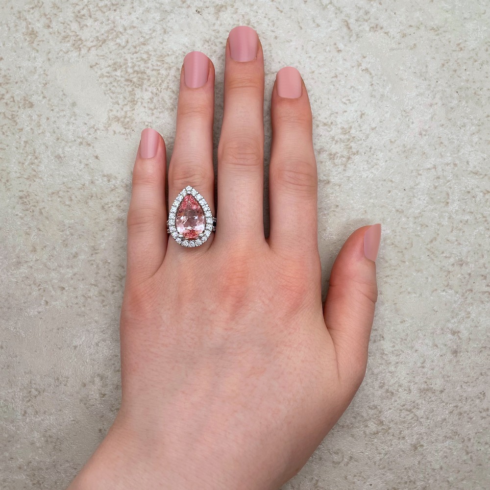 Rare Pink Morganite Diamond Engagement Ring White Gold Platinum LS6347