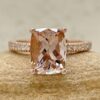 Rectangular Cushion Cut Peach Morganite Diamond Ring Rose Gold LS5092