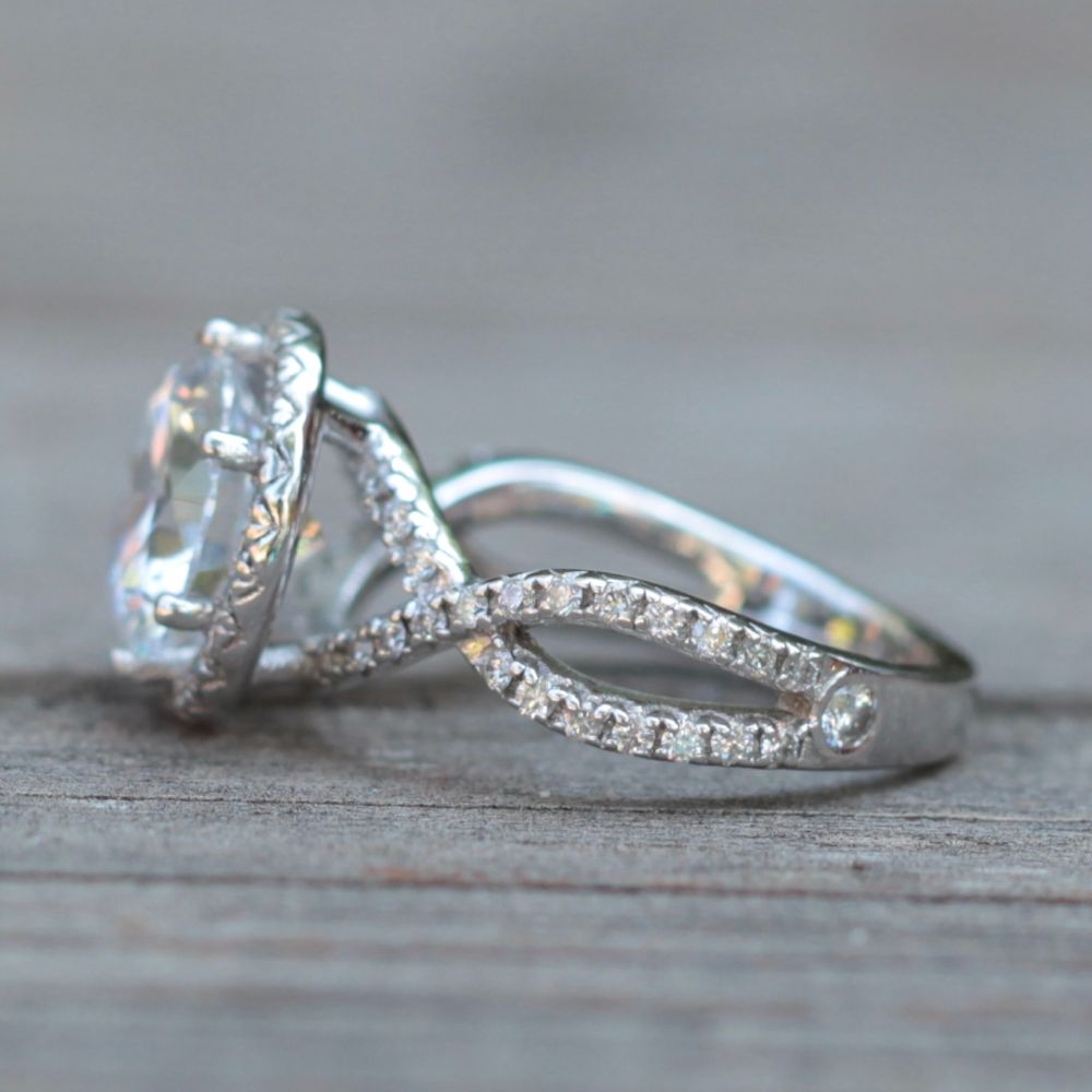 Round Cut White CZ Diamond Engagement Ring White Gold Platinum LS1215