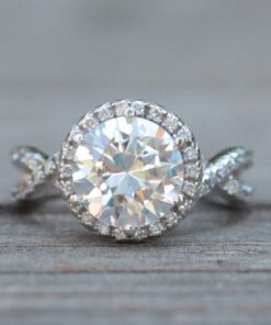 Round Diamond Engagement Ring Twisted Shank White Gold Platinum LS1215