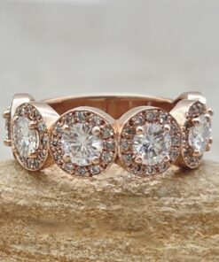 Round Lab Diamond Halo Wedding Band Anniversary Ring Rose Gold LS6846