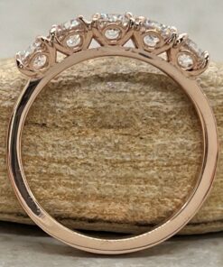 Round Lab Organic Diamond Wedding Band Flower Prongs Rose Gold LS5418