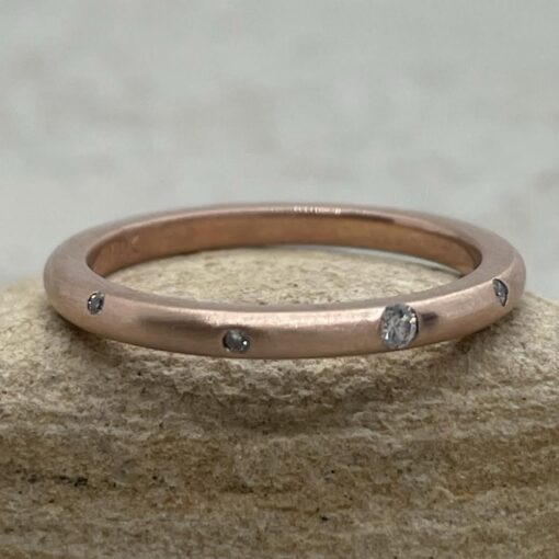 Scattered Diamond Eternity Band Thin Stacking Ring Rose Gold LS6559