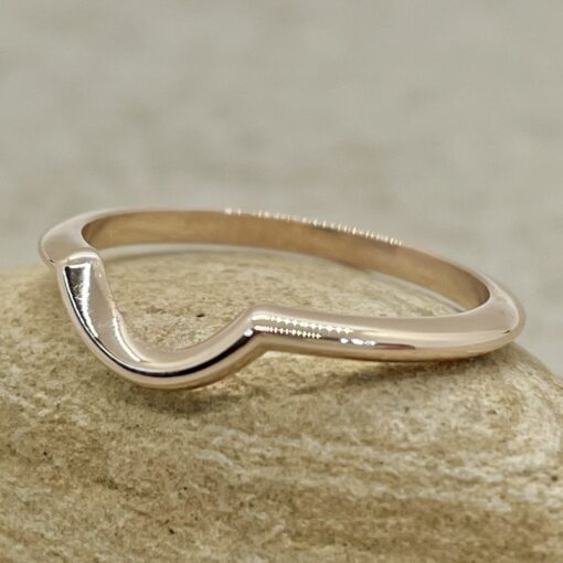 Simple Lily Wedding Band Contoured Rounded Tube Shank Rose Gold LS6490
