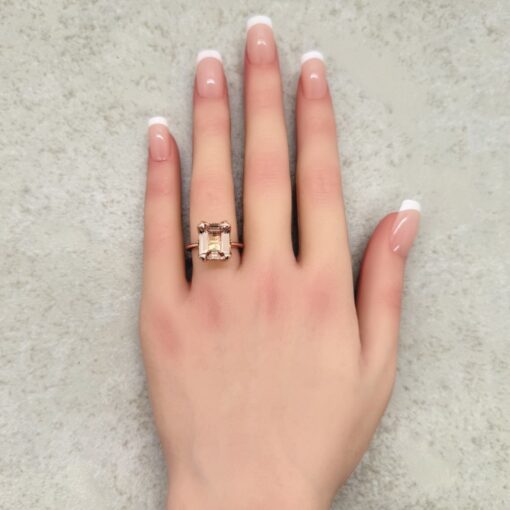 Simplistic Style Peach Pink Morganite Engagement Ring Rose Gold LS6266