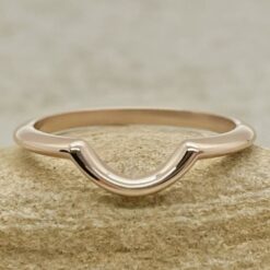 Plain Lily Wedding Ring Contoured Rounded Tube Shank Rose Gold LS6490