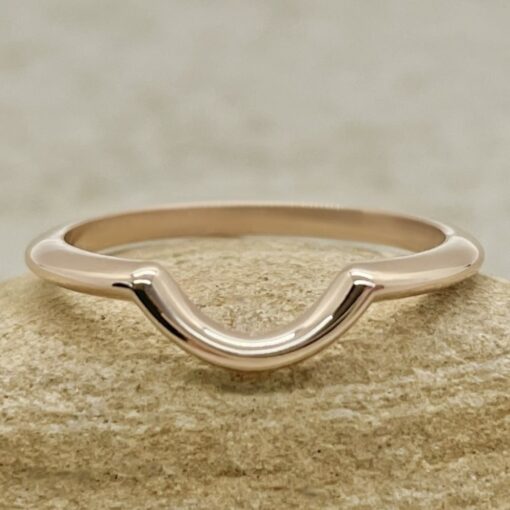Plain Lily Wedding Ring Contoured Rounded Tube Shank Rose Gold LS6490