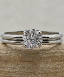 Solitaire Lab Diamond Engagement Ring Set White Gold Platinum LS6963
