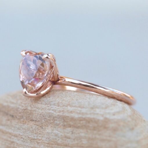 Solitaire Morganite Heart Engagement Ring Lily Prongs Rose Gold LS5858