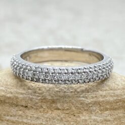 Three Row Lab Organic Diamond Wedding Ring White Gold Platinum LS3827