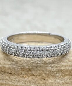 Three Row Lab Organic Diamond Wedding Ring White Gold Platinum LS3827