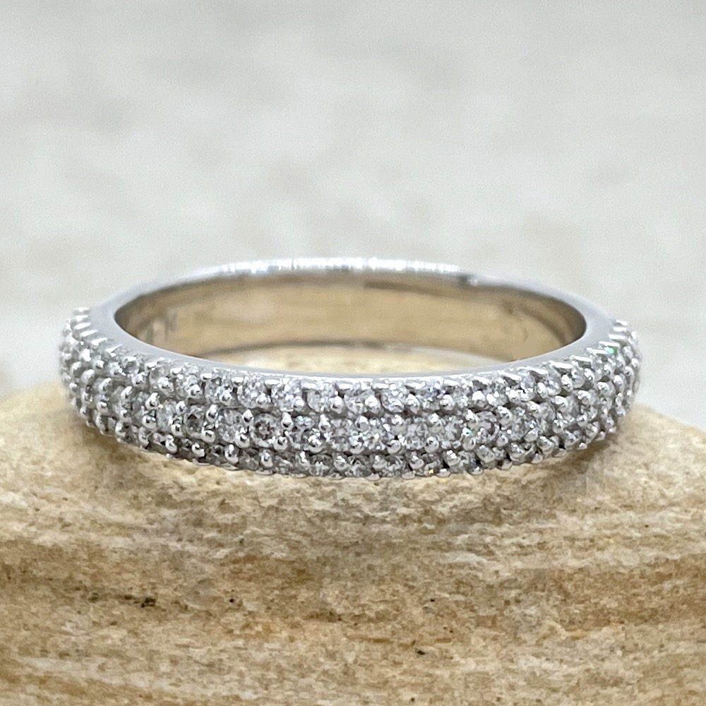 Three Row Lab Organic Diamond Wedding Ring White Gold Platinum LS3827