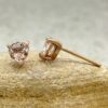 Tiny Heart Cut Peach Pink Morganite Earrings 4mm Stud Rose Gold LS6374