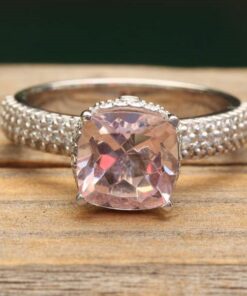 2 Carat Morganite Engagement Ring Diamond White Gold Platinum LS7028