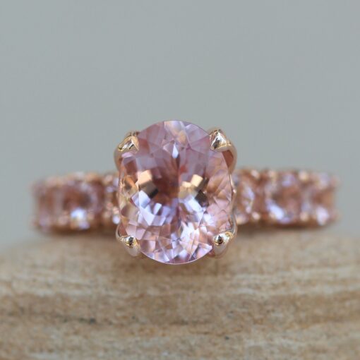 2.2 Carat Rare Oval Pink Morganite Engagement Ring Rose Gold LS6278