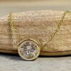Classic Round Lab Grown Diamond Bezel Set Pendant Yellow Gold LS6429