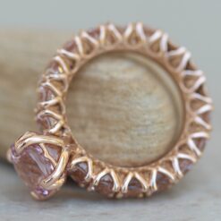 Genuine Dark Pink Morganite Gemstone Engagement Ring Rose Gold LS6273