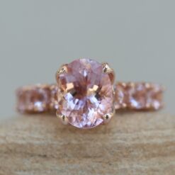 Genuine Oval Cut Dark Pink Morganite Engagement Ring Rose Gold LS6278