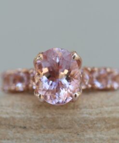 Genuine Oval Cut Dark Pink Morganite Engagement Ring Rose Gold LS6278