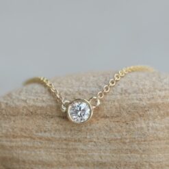 IGI Certified Lab Grown Diamond Bezel Set Necklace Yellow Gold LS6377