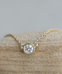 IGI Certified Lab Grown Diamond Bezel Set Necklace Yellow Gold LS6377