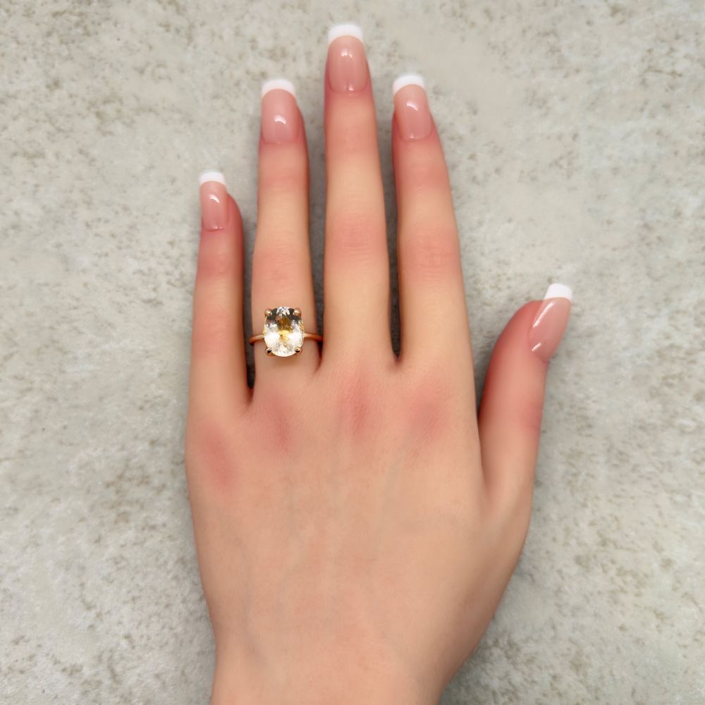 Minimalistic Oval Morganite Solitaire Engagement Ring Rose Gold LS6212