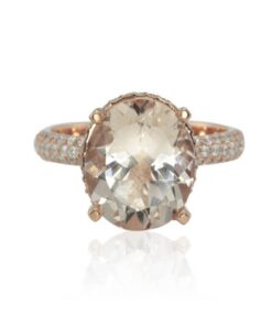 Oval Morganite Filigree Half Eternity Engagement Ring Rose Gold LS4418