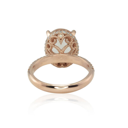 Oval Pink Morganite Filigree Hearts Engagement Ring Rose Gold LS4418