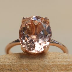 Peach Pink Morganite Engagement Ring Lily Petal Prong Rose Gold LS6212