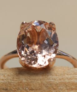 Peach Pink Morganite Engagement Ring Lily Petal Prong Rose Gold LS6212