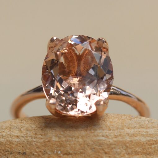 Peach Pink Morganite Engagement Ring Lily Petal Prong Rose Gold LS6212