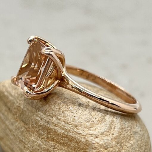 Peach Pink Morganite Engagement Ring Lily Petal Prong Rose Gold LS6944
