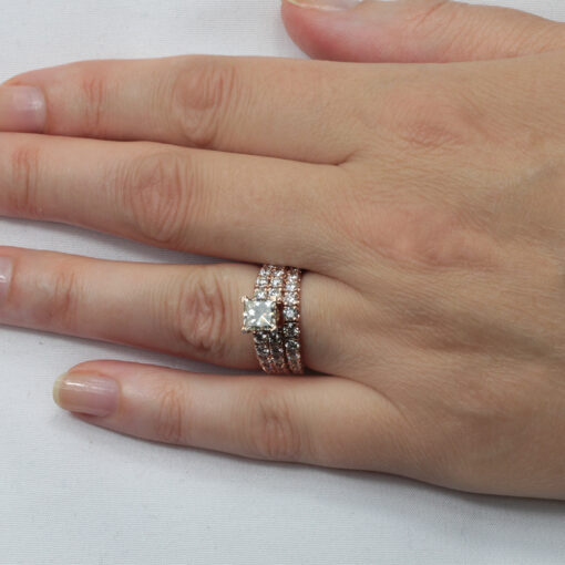 Princess Cut Moissanite White Diamond Engagement Ring Rose Gold LS5041