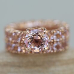 Rare Dark Pink Morganite Engagement Ring Eternity Set Rose Gold LS6274
