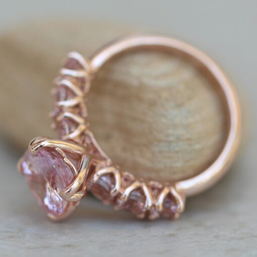 Rare Oval Pink Morganite Engagement Ring Flower Shank Rose Gold LS6278