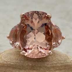 Rectangular Cushion Peachy Morganite Engagement Ring Rose Gold LS6460