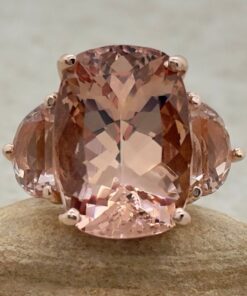Rectangular Cushion Peachy Morganite Engagement Ring Rose Gold LS6460