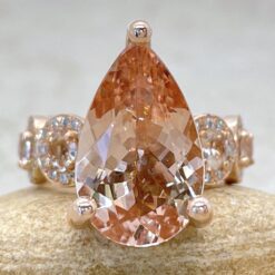 Solitaire AAA Morganite Engagement Ring Diamond Halos Rose Gold LS5904