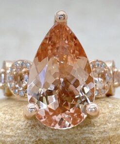 Solitaire AAA Morganite Engagement Ring Diamond Halos Rose Gold LS5904